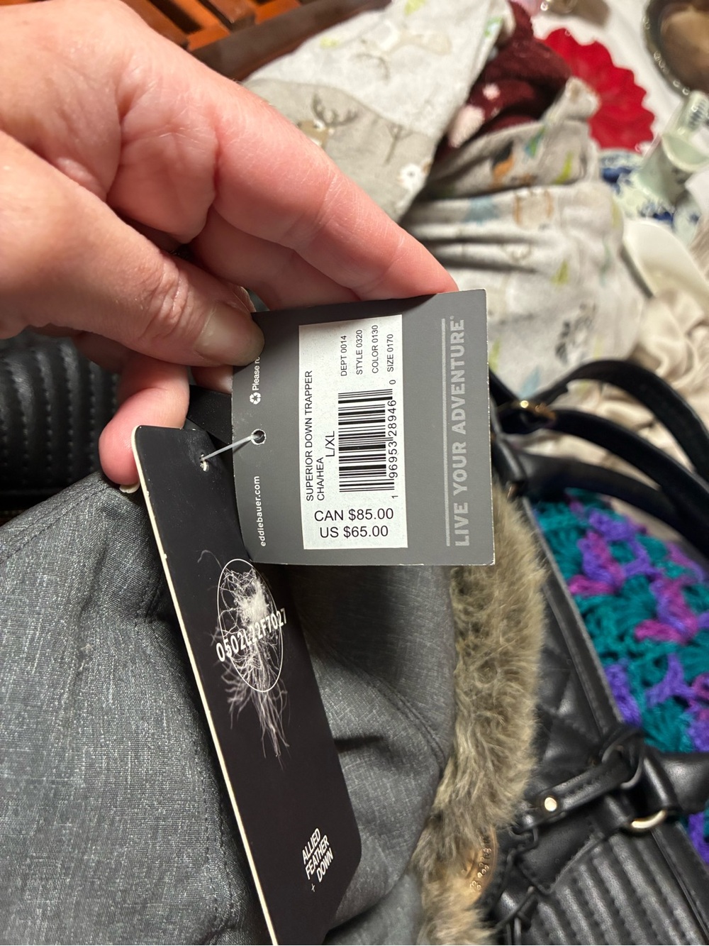 Eddie Bauer Superior Down Trapper Hat with Faux Fur Trim - Picture 3 of 5